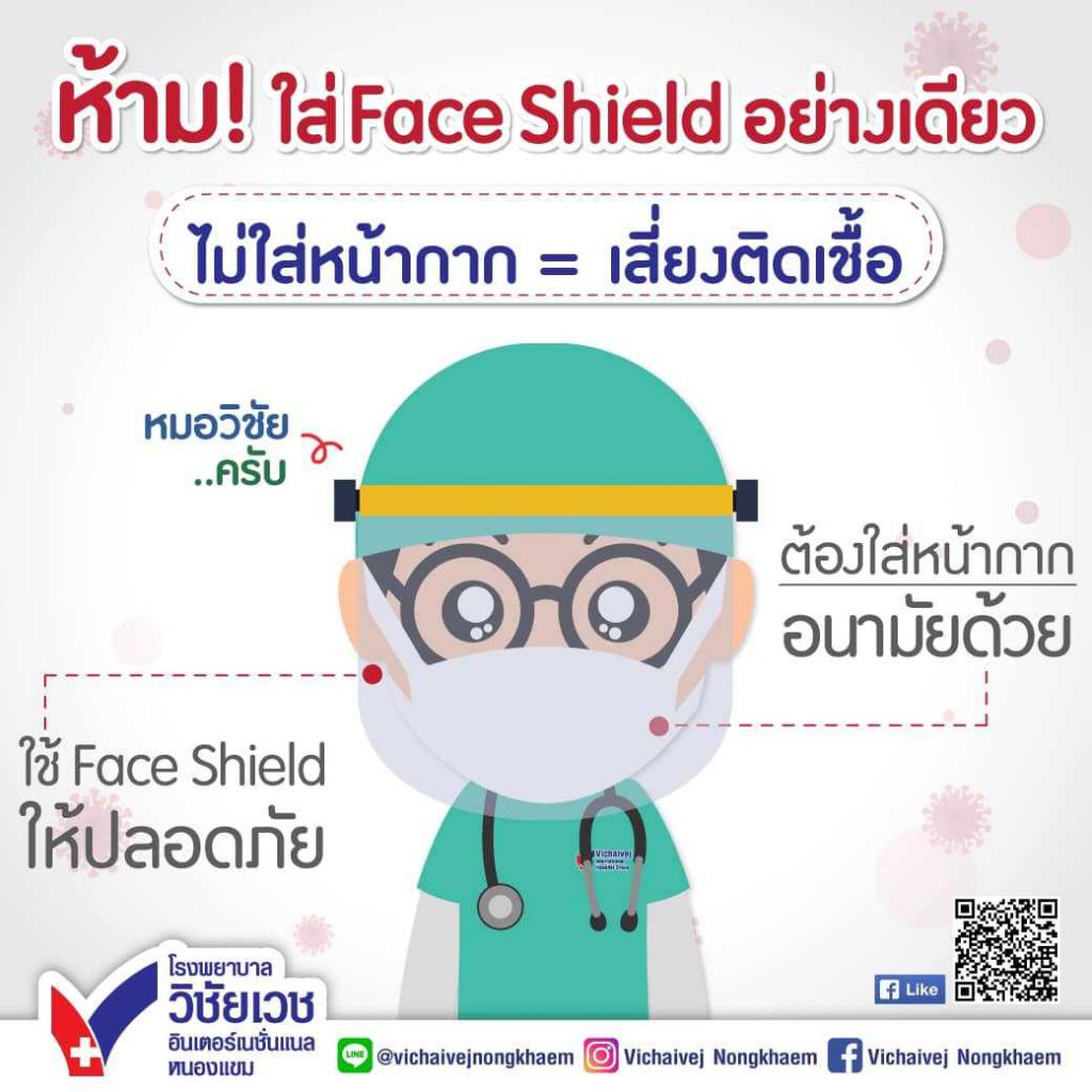 ห้ามใส่ Face Shield อย่างเดียว