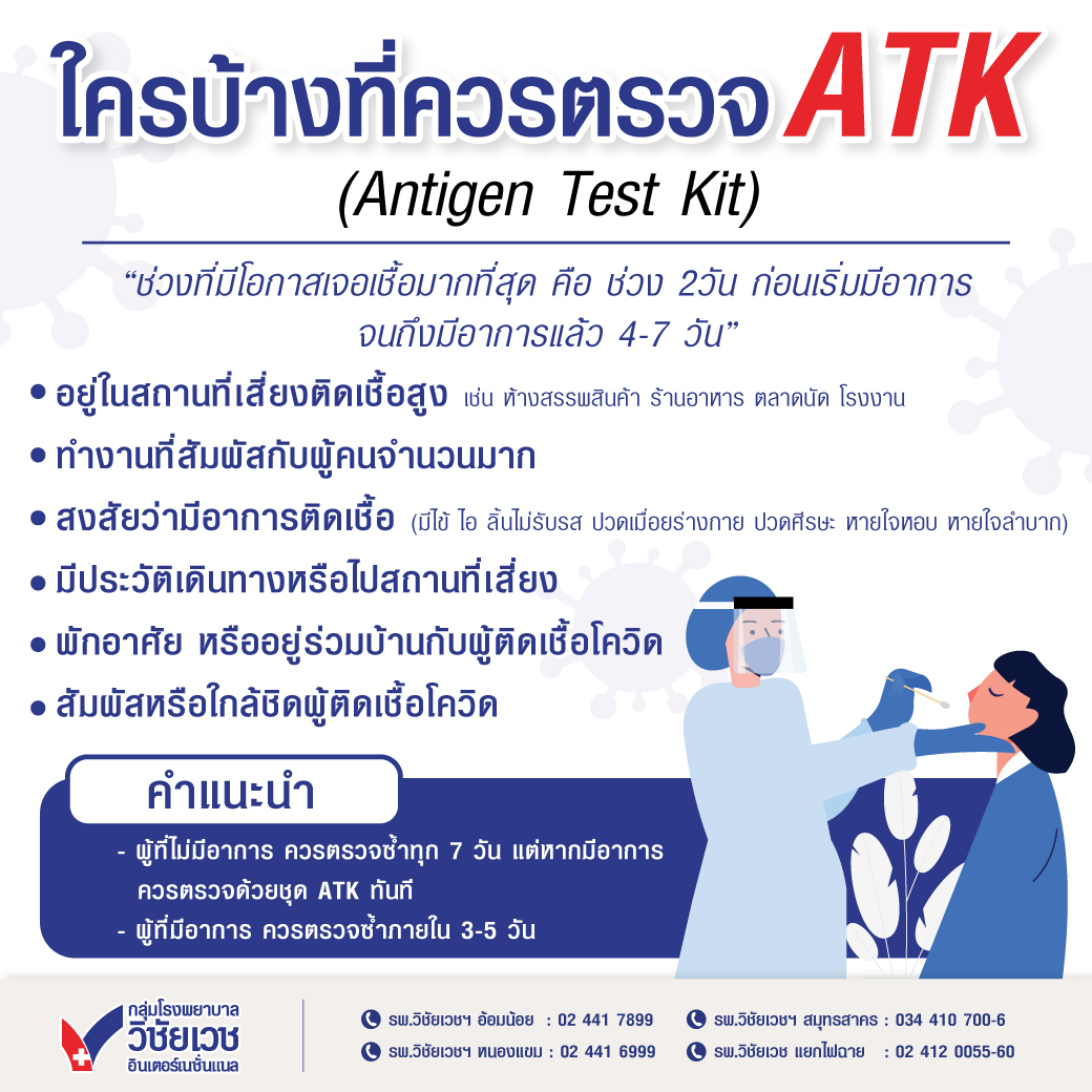 ใครบ้างที่ควรตรวจ ATK (Antigen Test Kit) โรงพยาบาลวิชัยเวช อินเตอร์