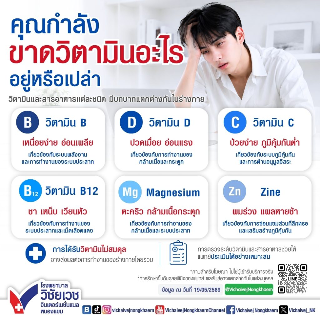 คุณกำลังขาดวิตามินอะไร อยู่หรือเปล่า