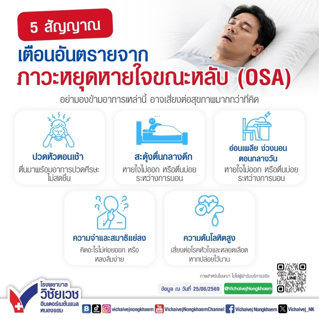 5 สัญญาณเตือนอันตราย ภาวะหยุดหายใจขณะหลับ (OSA)